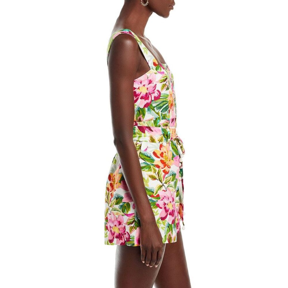 Farm Rio Womens Painted Flowers Sleeveless Romper Medium Off-White - NWT $190 - Picture 5 of 7